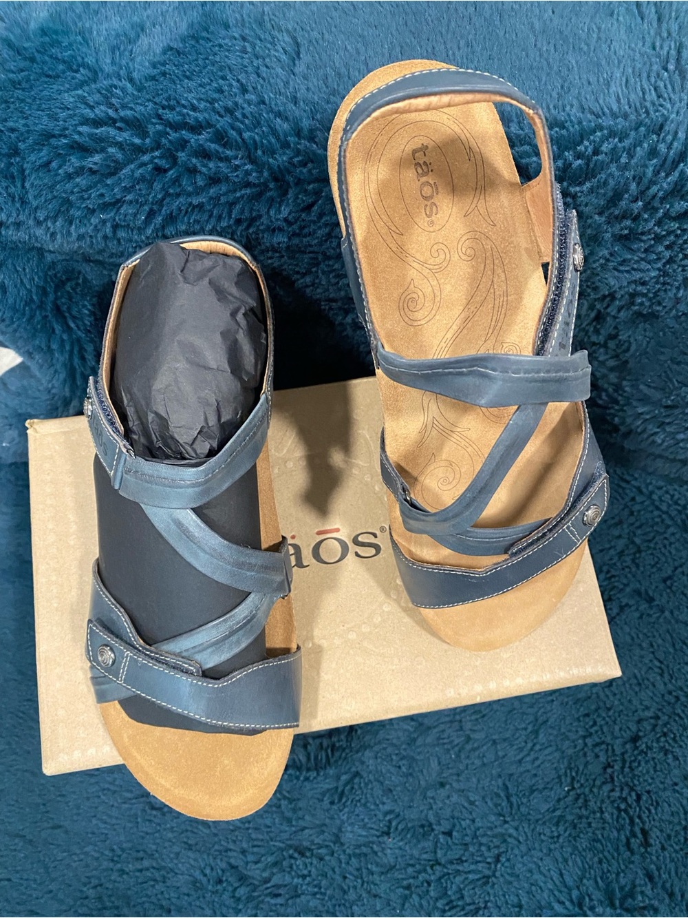 Women’s Taos Big Time Leather Comfort Sandal – Dark Blue-EU 41W - Picture 5 of 8